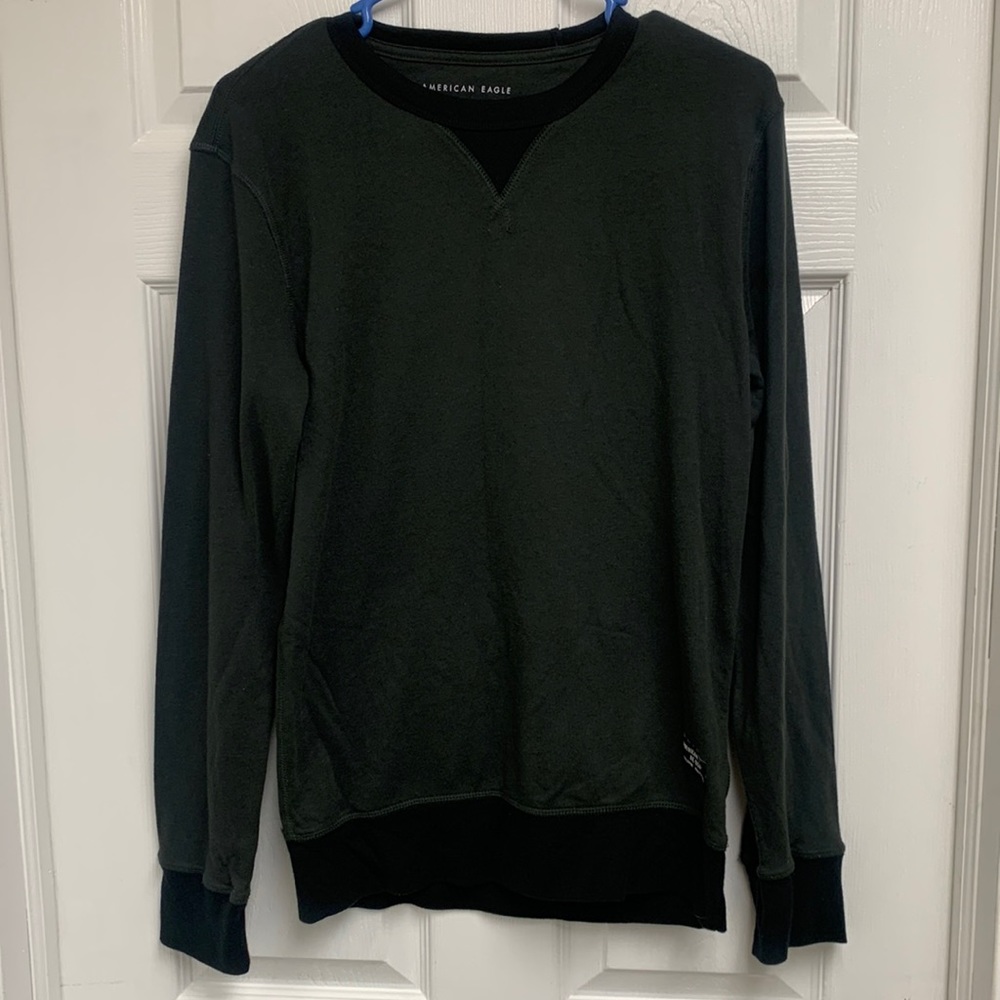American eagle standard fit crew neck sweater sweatshirt black grey size small